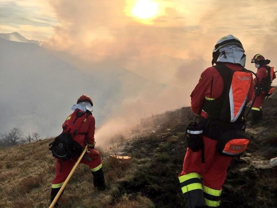 Incendio forestal en Cantabria